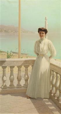 Portrait of a lady on the lake - Vittorio Matteo Corcos