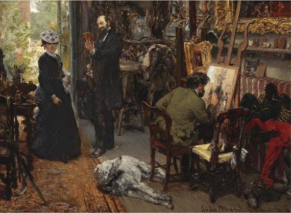 Meissonier in his studio at Poissy, 1869 - Адольф фон Менцель