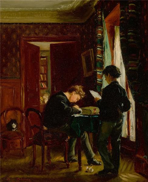 Two brothers in a study, 1853 - Alfred Dehodencq