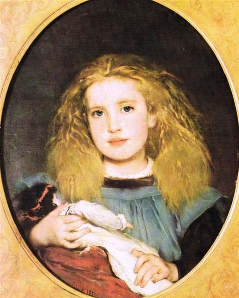 Little girl with a puppet, 1870 - Jaroslav Čermák
