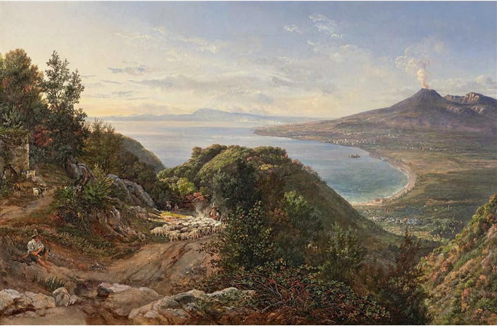 The Bay of Naples with Mount Vesuvius - Johan Christian Clausen Dahl