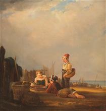 Young fishermen play with the catch - Рудольф Иордан
