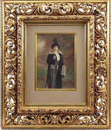 Three quarter portrait of young lady in park, c.1910 - Wladyslaw Czachorski