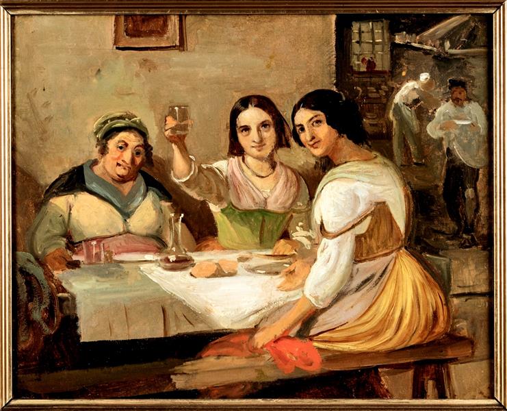 Sketch for 'Welcome in Osteria La Gensola in Rome', c.1847 - Вильгельм Марстранд