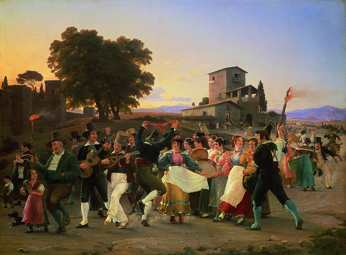 October Festival Evening Outside the Walls of Rome, 1839 - Вильгельм Марстранд