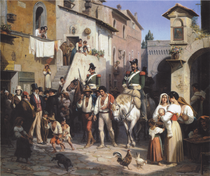 Captured Italian Peasants Are Taken into a Village near Rome, 1850 - Wilhelm Marstrand