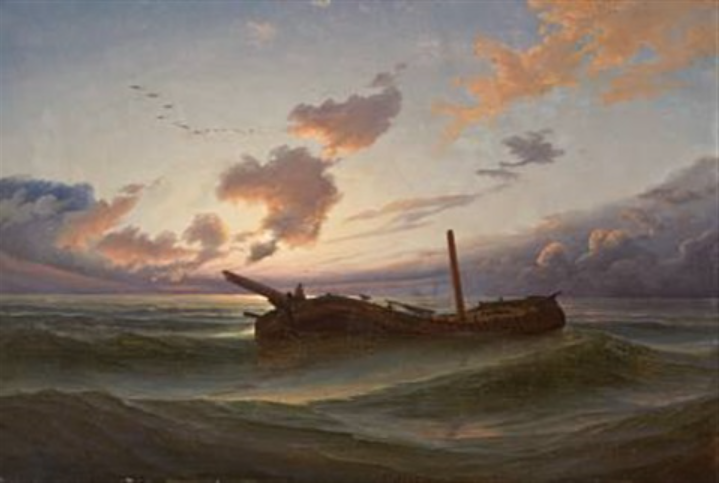 Shipwrecks under the night sky, 1844 - Knud Baade