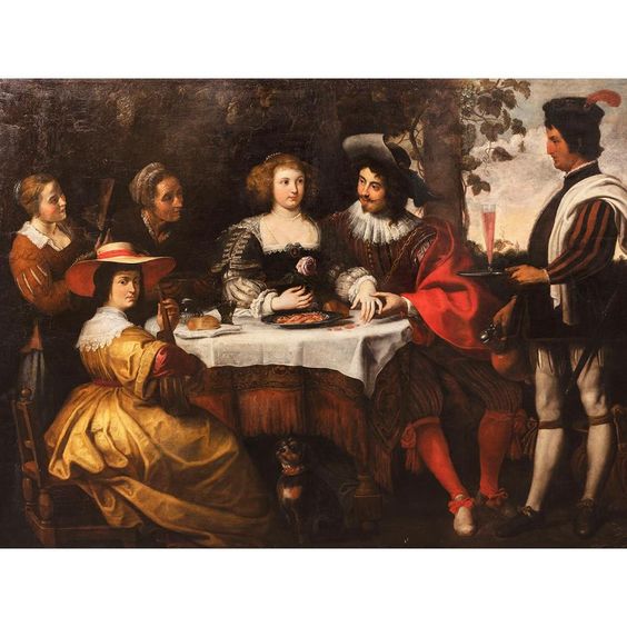 Young couple at a table setting - Cornelis de Vos
