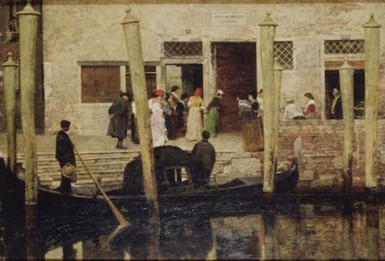 Waiting for the newlyweds, c.1883 - Giacomo Favretto