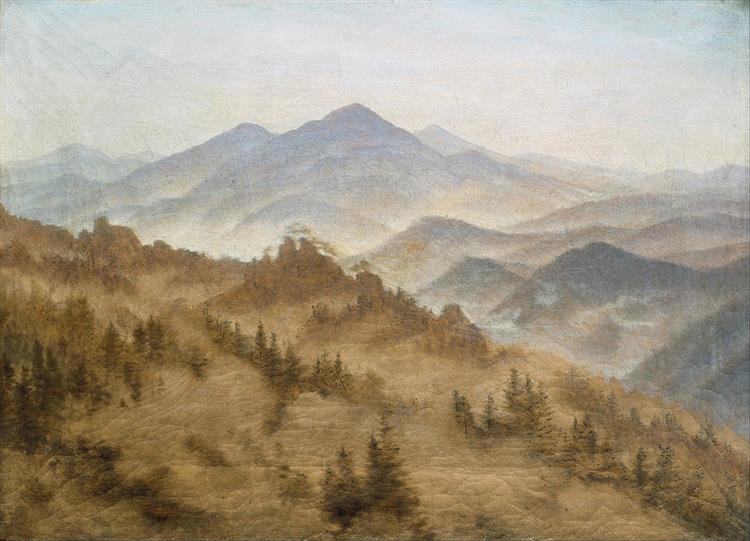 Landscape with the Rosenberg in the Bohemian Mountains - Caspar David Friedrich