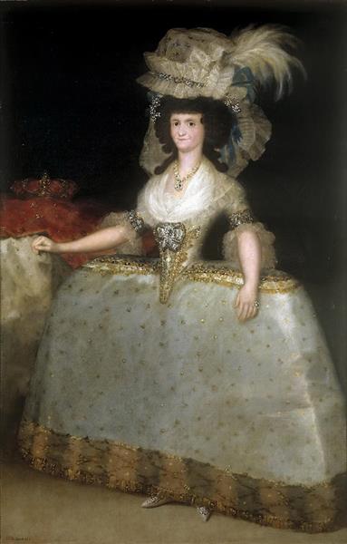 Queen Maria Luisa wearing panniers - 哥雅