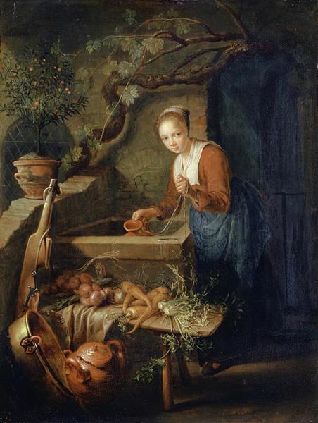 Kitchen Maid at the Well - Gerrit Dou