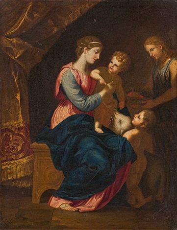Madonna with child and st. John the baptist - Jacques Stella
