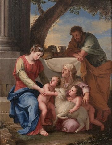 The Holy Family with St. Elizabeth and little John the Baptist - Жак Стелла