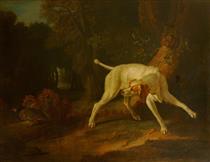 A Dog Pointing a Partridge - Jean-Baptiste Oudry