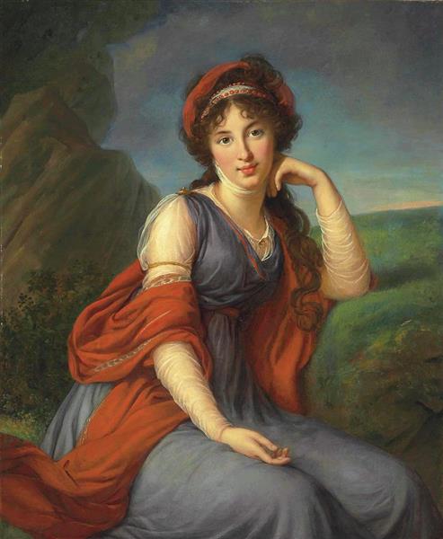 Maria Grigorievna Viazemskaia, Princess Golitsyna 1772-1865 , seated three-quarter-length - 伊莉莎白·維傑·勒布倫