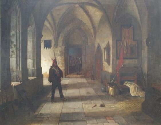 Soldiers in a church - Ludwig Richter