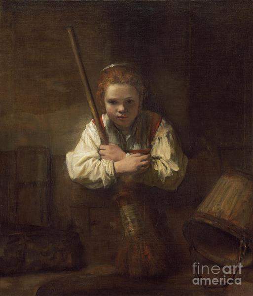 A Girl with a Broom, 1651 - Рембрандт