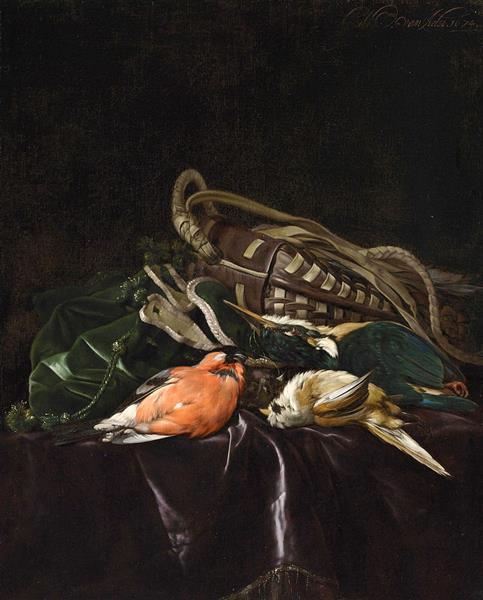 Still Life with Dead Birds and Game Bag - Willem van Aelst