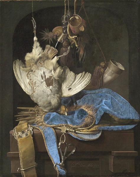 Still Life with Hunting Equipment and Dead Birds - Willem van Aelst