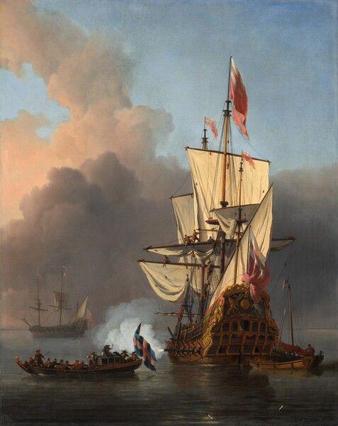 An English Warship Firing a Salute, 1673 - Willem van de Velde the Younger