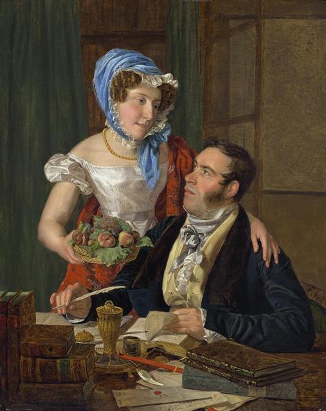 The Cartographer Professor Josef Juttner and His Wife - Фердинанд Георг Вальдмюллер