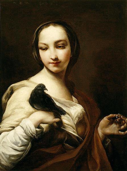 Girl Holding a Dove, 1700 - Джузеппе Марія Креспі
