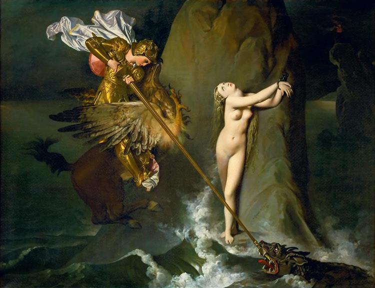 Ruggiero Rescuing Angelica - Jean-Auguste-Dominique Ingres