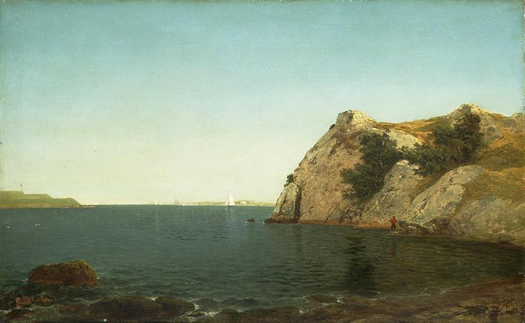 Beacon Rock Newport Harbour - John Frederick Kensett