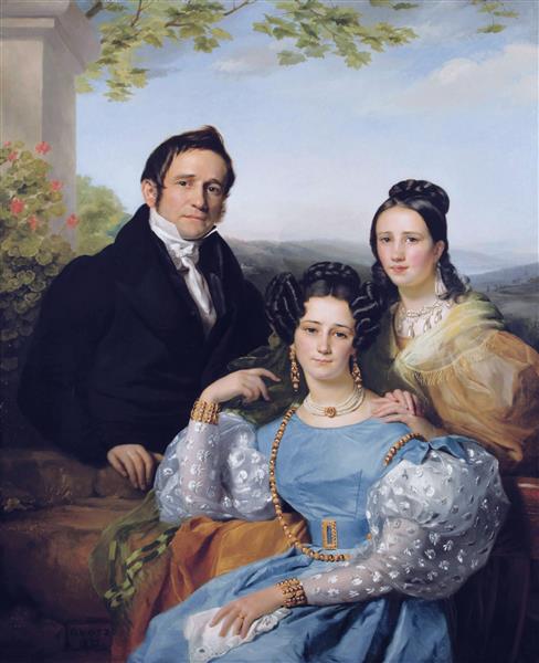 Théodore Joseph Jonet and his two daughters, 1832 - François-Joseph Navez