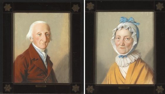 Pair of portraits of colonel and Mrs Richard - James Sharples