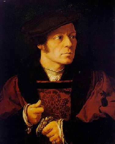 Portrait of a man holding gloves - Joos van Cleve