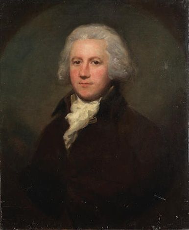 Portrait of a gentleman bust-length in a black coat within a painted oval - Lemuel Francis Abbott