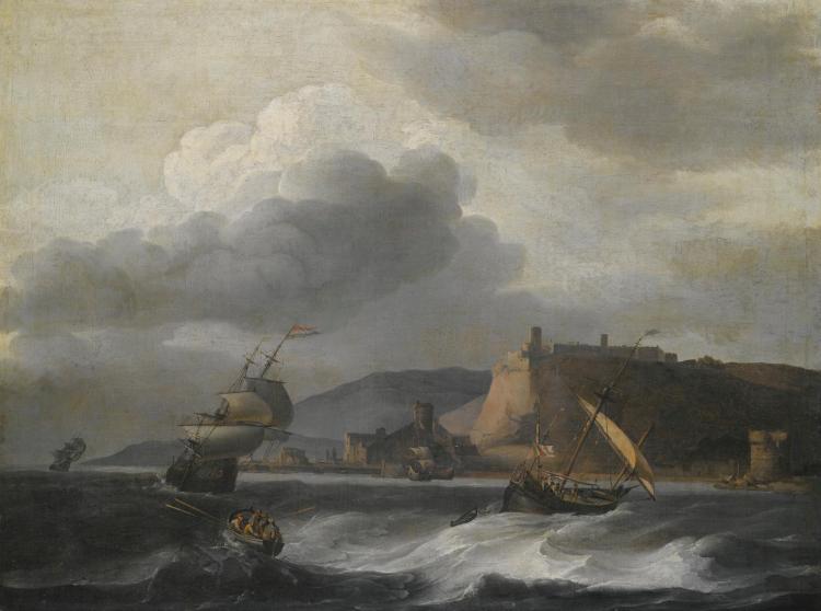 Two Ships In Distress in Coastal Storm - Aernout Smit