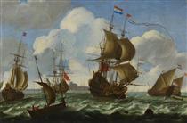 Dutch Frigates off the Coast - Aernout Smit