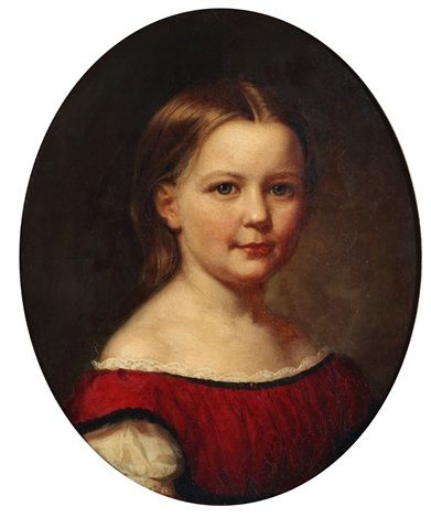 A portrait of the painters daughter Elisabeth Schiøtt - August Schiøtt