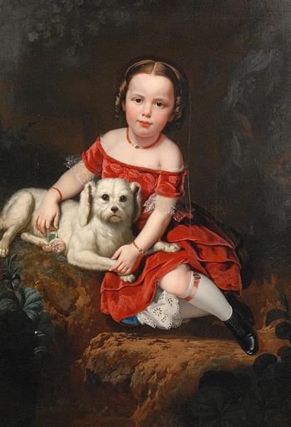 PORTRAIT OF A GIRL WITH DOG - Charles Nahl