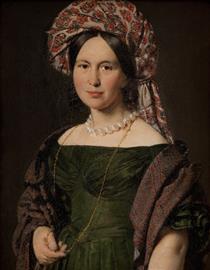 Cathrine Jensen, née Lorenzen, the Artist's Wife, Wearing a Turban - Christian Albrecht Jensen