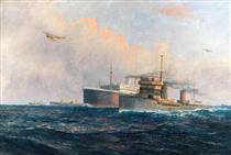 A convoy of ships during the First World War with additional support from the air - Daniel Sherrin