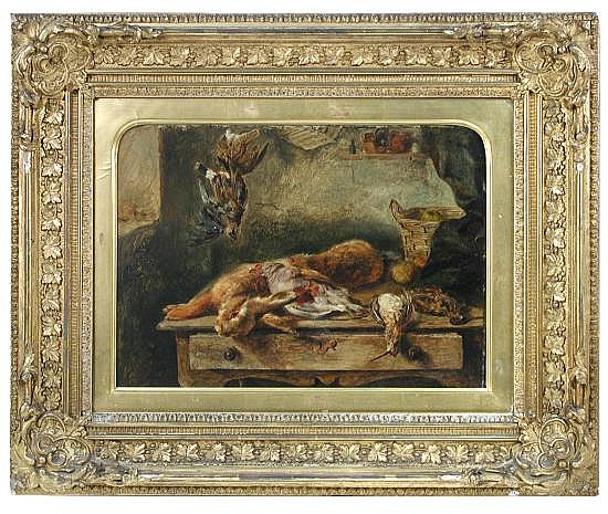 Still life study of dead game on a scullery table - George Hickin