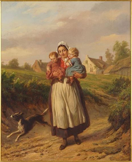 Mother and Children - Hendrick Joseph Dillens