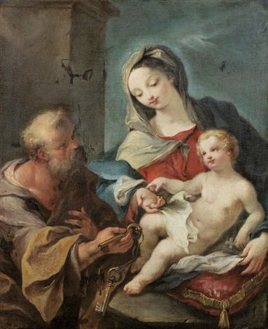 VIRGIN AND CHILD WITH SAINT PETER - Jacopo Amigoni