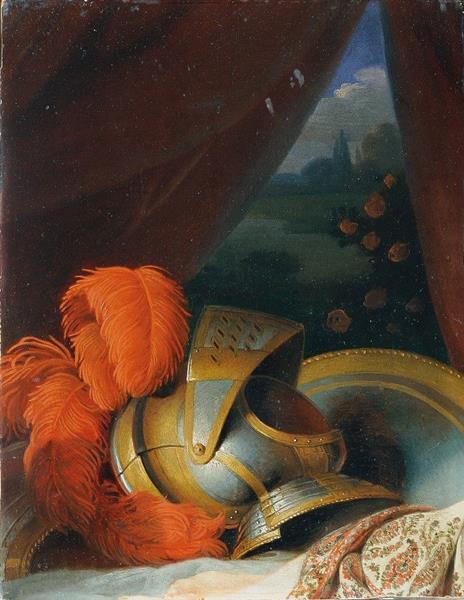 Helmet and round shield - Johann Peter Krafft