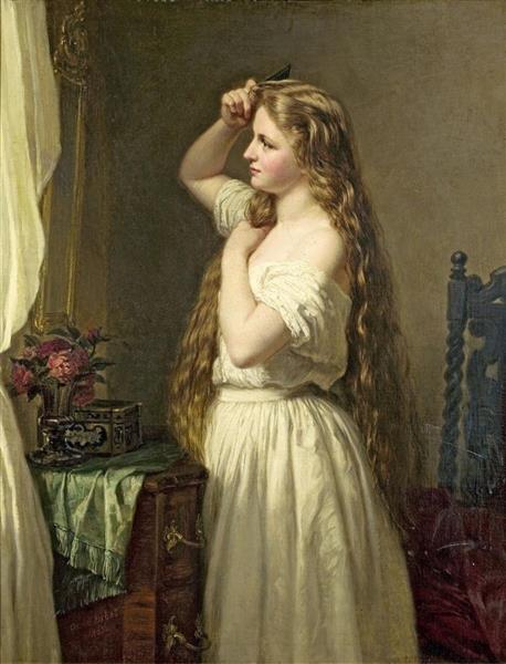 YOUNG WOMAN COMBING HER HAIR - Oskar Begas