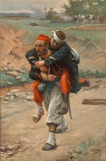 Soldier Carrying a Wounded Soldier - Paul Grolleron