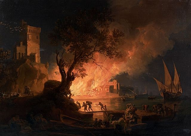 Incendie dans un port aux environs de Naples - Pierre-Jacques Volaire