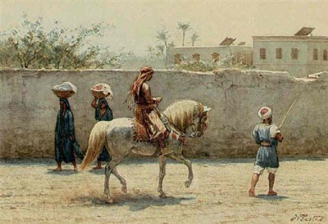 A man on a horse in an Oriental city - Willem de Famars Testas