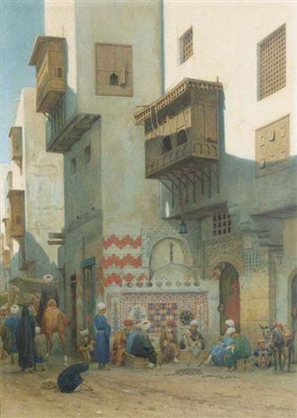 Binnenplein te Kairo On an oriental square - Willem de Famars Testas