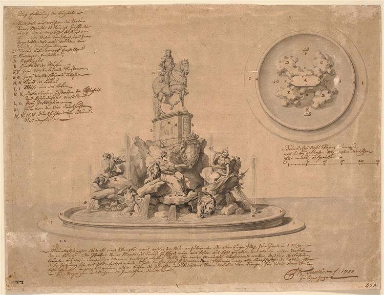 Frederik V's monumental fountain proposal - Carl Marcus Tuscher