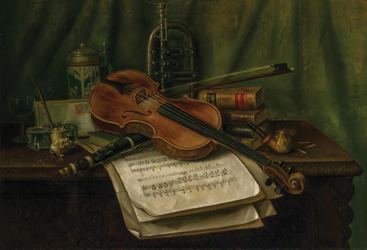 Still Life with Violin - Charles Alfred Meurer